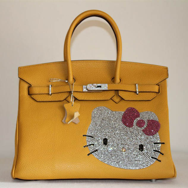 HK0001 Hermes Birkin 35CM Togo Ciao Kitty Borsa in pelle gialla HK